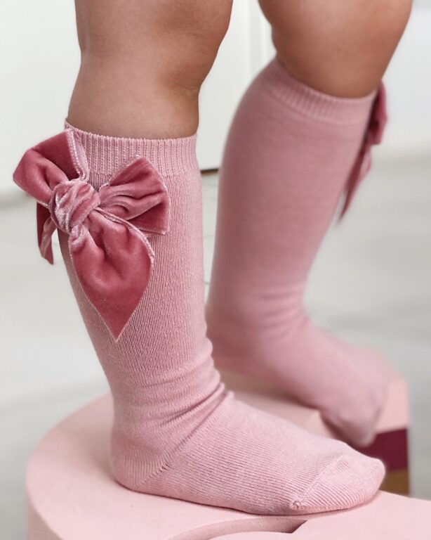 Condor Knæstrømper med Velour Sløjfe - Rosa Palo - 0-3 mdr. Condor Knæstrømper med Velour Sløjfe - Rosa Palo - 0-3 mdr.