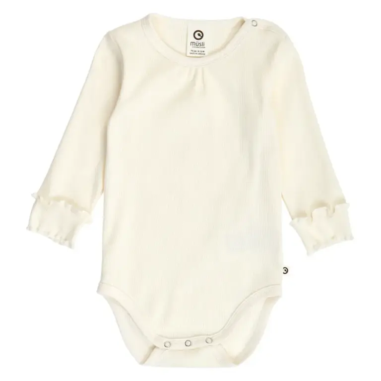 Cozy Me Rib Deco Langærmet Body - Tofu - 56