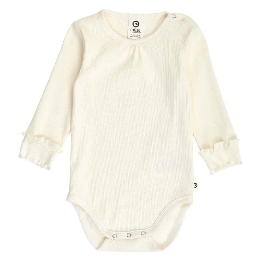 Cozy Me Rib Deco Langærmet Body - Tofu - 56