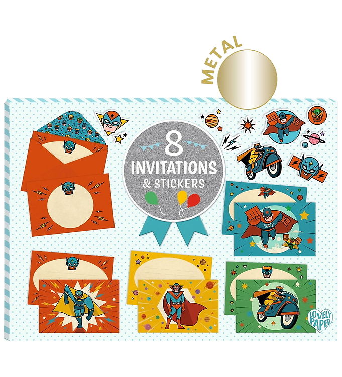 Djeco Invitationer - 8 stk. - Superhelte