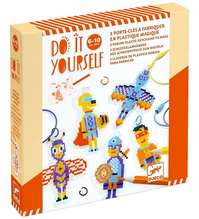 Djeco Kreasæt - Do It Yourself - Krympeplast - Pixel Superhelte Djeco Kreasæt - Do It Yourself - Krympeplast - Pixel Superhelte