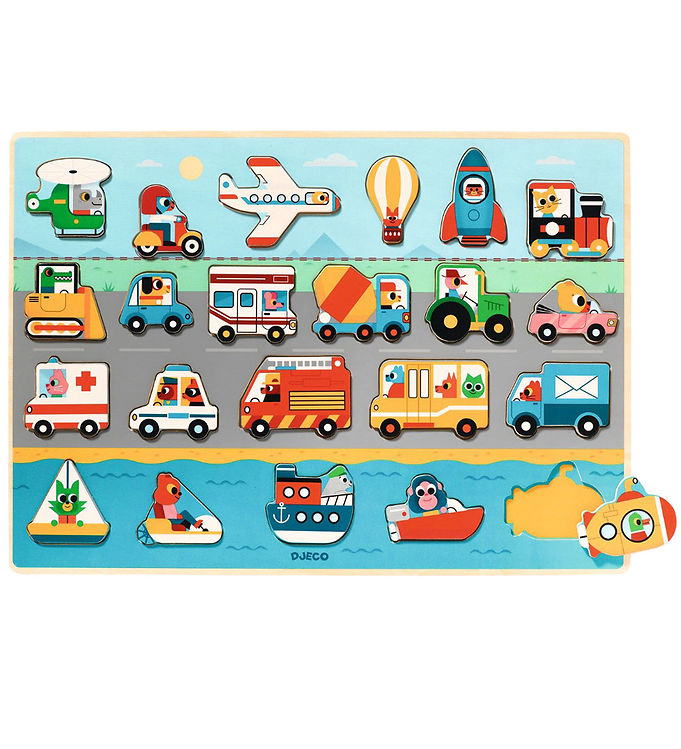 Djeco Puslespil - 22 Brikker - Puzzlo Vroom Djeco Puslespil - 22 Brikker - Puzzlo Vroom