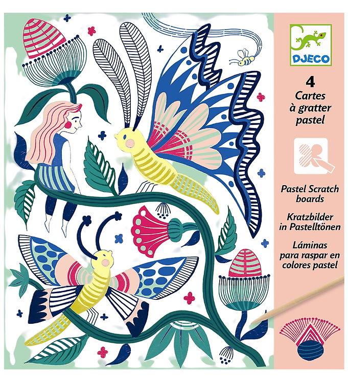 Djeco Skrabekort - 4 Stk. - Pastel Scratch