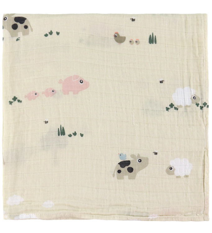 Done By Deer Babysvøb - Musselin - 120x120 cm - Tiny Farm - Sand Done By Deer Babysvøb - Musselin - 120x120 cm - Tiny Farm - Sand