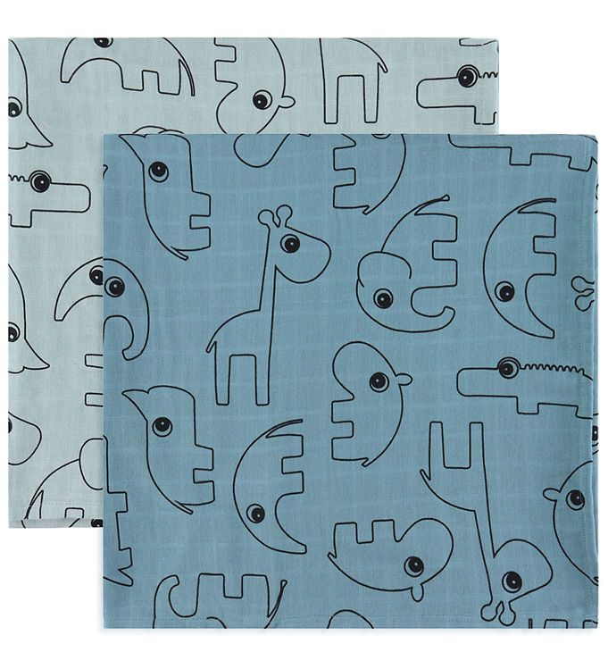 Done by Deer Babysvøb - 120x120 cm - 2-pak - Contour Blue