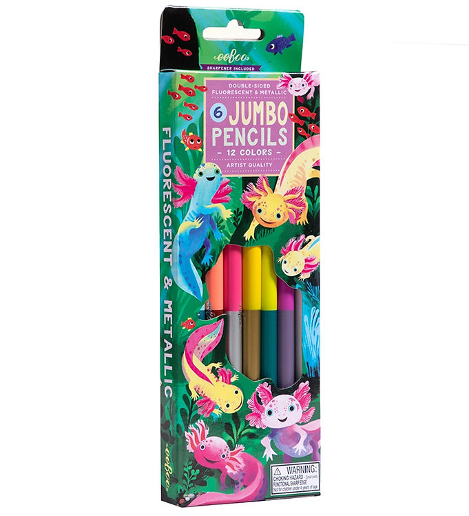 Eeboo Farveblyanter - 6 Stk. - Jumbo - Axolotl