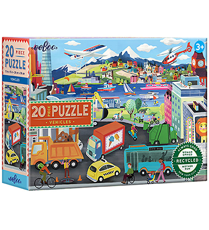 Eeboo Puslespil - 20 Brikker - 28x38 cm - Transportmidler Eeboo Puslespil - 20 Brikker - 28x38 cm - Transportmidler