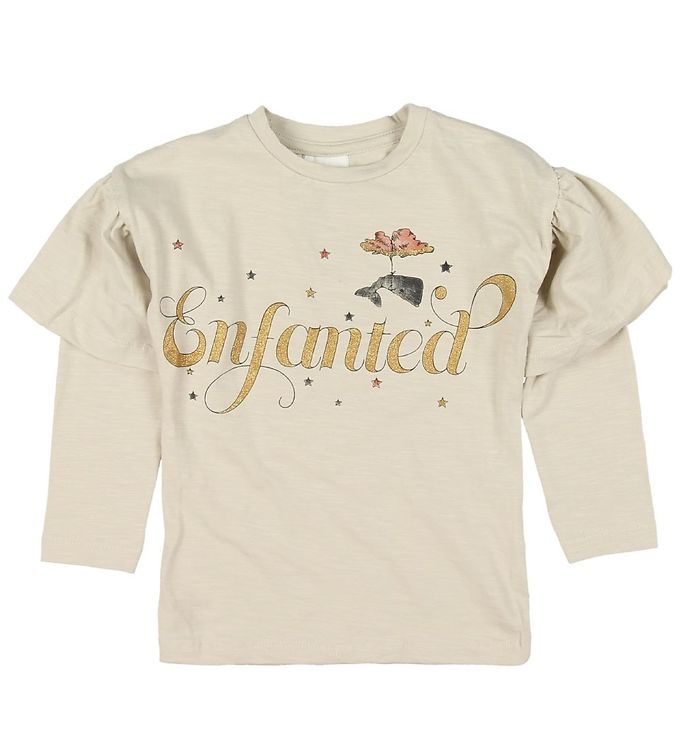En Fant Bluse - Beige m. Print/Guld En Fant Bluse - Beige m. Print/Guld