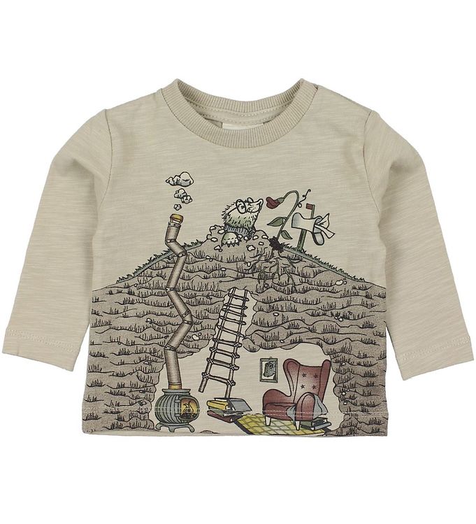 En Fant Bluse - Gate - Brunmeleret m. Print En Fant Bluse - Gate - Brunmeleret m. Print