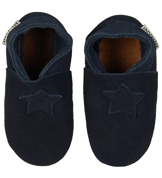 En Fant Skindsko - Navy Ruskind m. Stjerne En Fant Skindsko - Navy Ruskind m. Stjerne