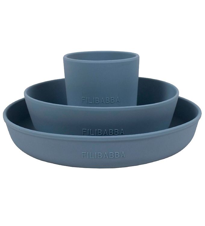 Filibabba Spisesæt - Silikone - 3 dele - Powder Blue