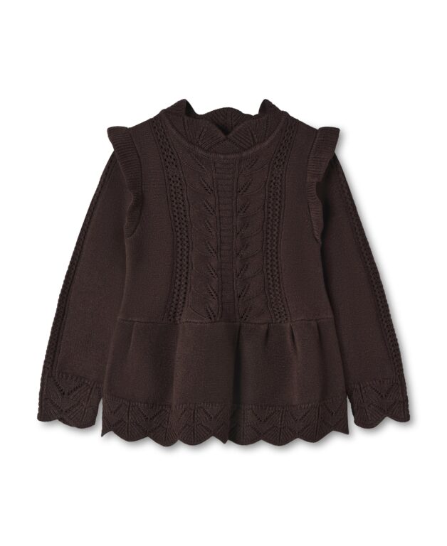 Fliink Alilly Peplum Pullover - Coffee Bean - 86 cm
