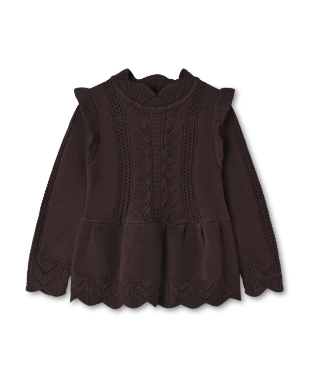 Fliink Alilly Peplum Pullover - Coffee Bean - 86 cm