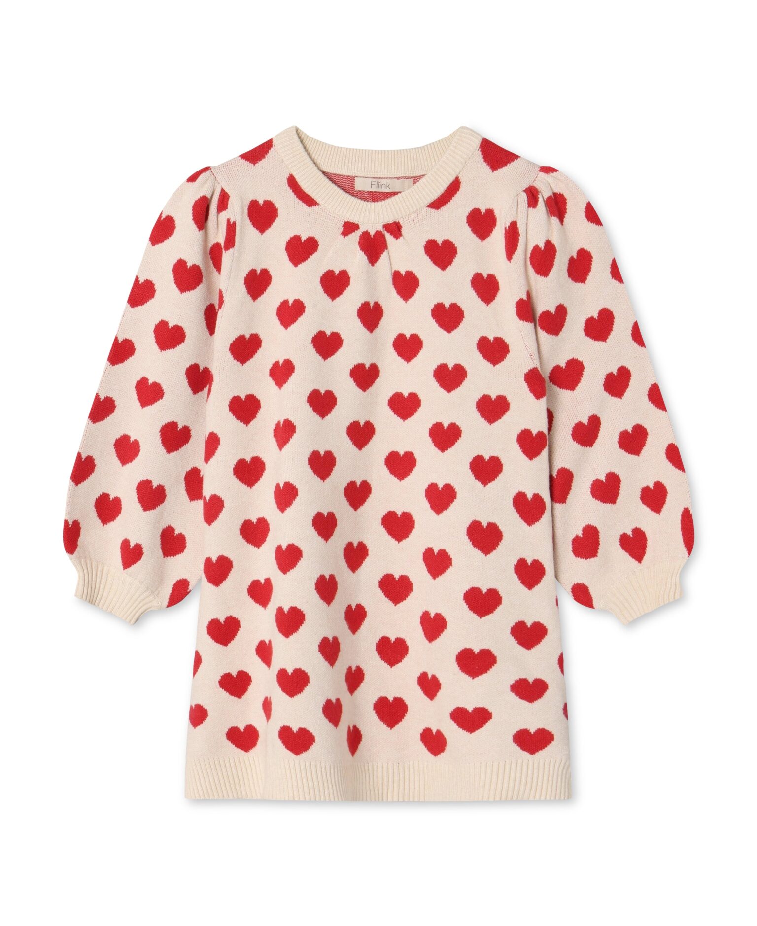 Fliink Alon Heart Dress - Pompeian Red/Sandshell - 80 cm