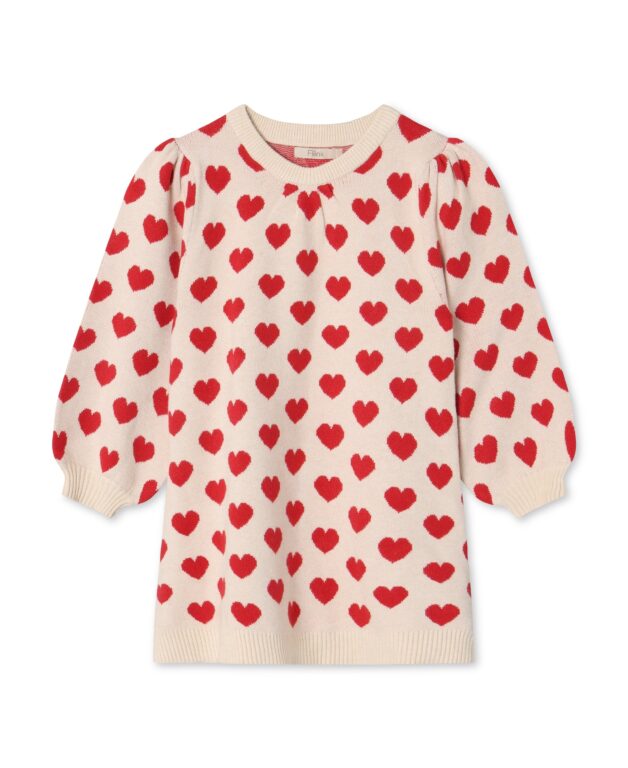 Fliink Alon Heart Dress - Pompeian Red/Sandshell - 80 cm