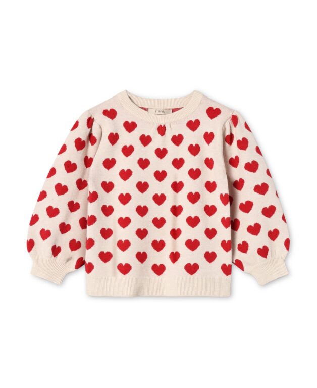 Fliink Alon Heart Pullover - Pompeian Red/Sandshell - 80 cm