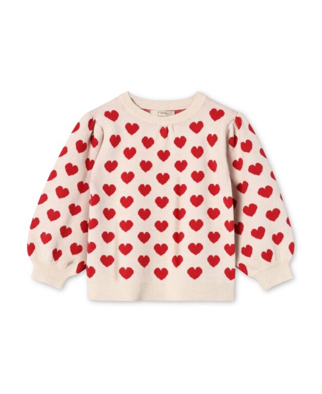 Fliink Alon Heart Pullover - Pompeian Red/Sandshell - 80 cm