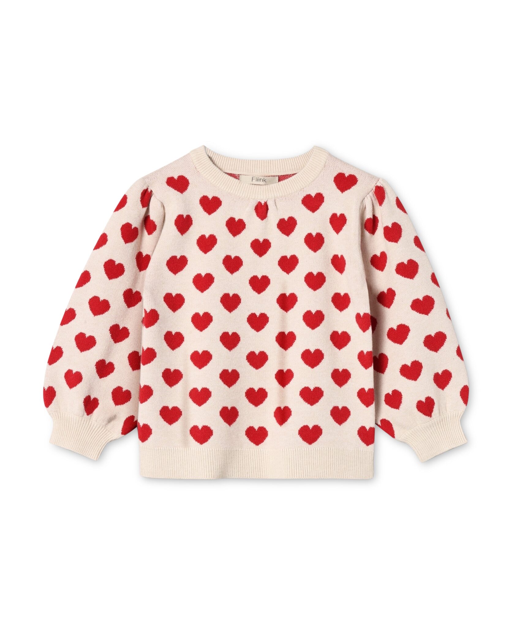 Fliink Alon Heart Pullover - Pompeian Red/Sandshell - 80 cm
