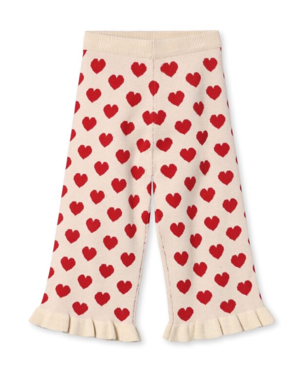 Fliink Alon Heart Ruffle Pant - Pompeian Red/Sandshell - 80 cm