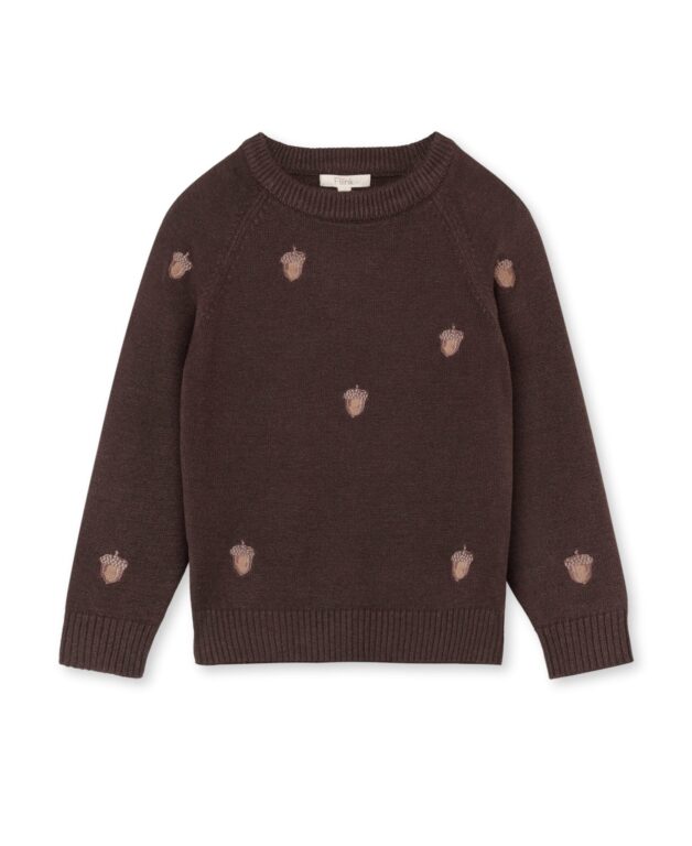 Fliink Benna Acorn Pullover - Coffee Bean - 80 cm