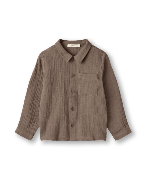 Fliink Elmo Ls Shirt - Pine Bark - 86 cm
