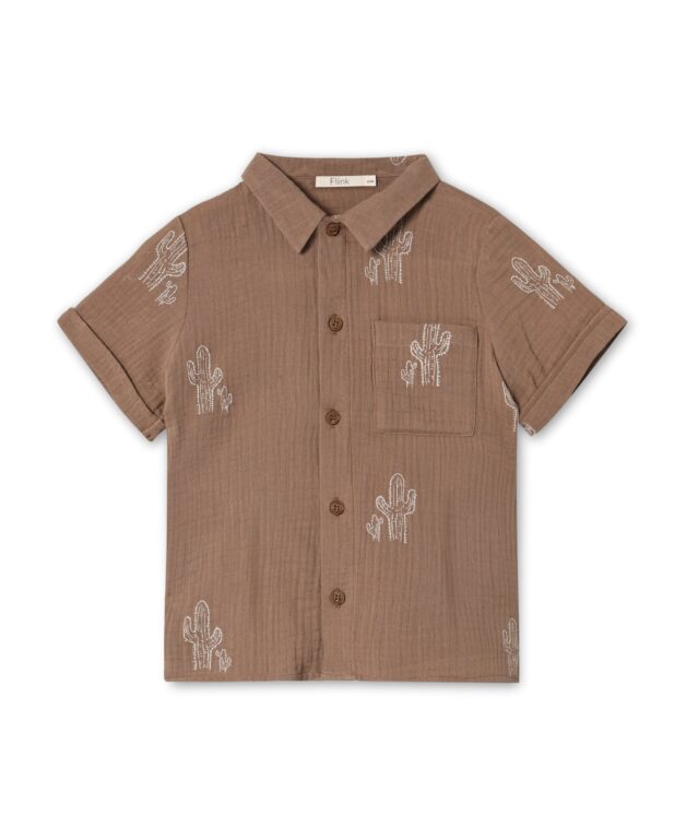 Fliink Hello SS Shirt - Pine Bark Cactus - 80 cm