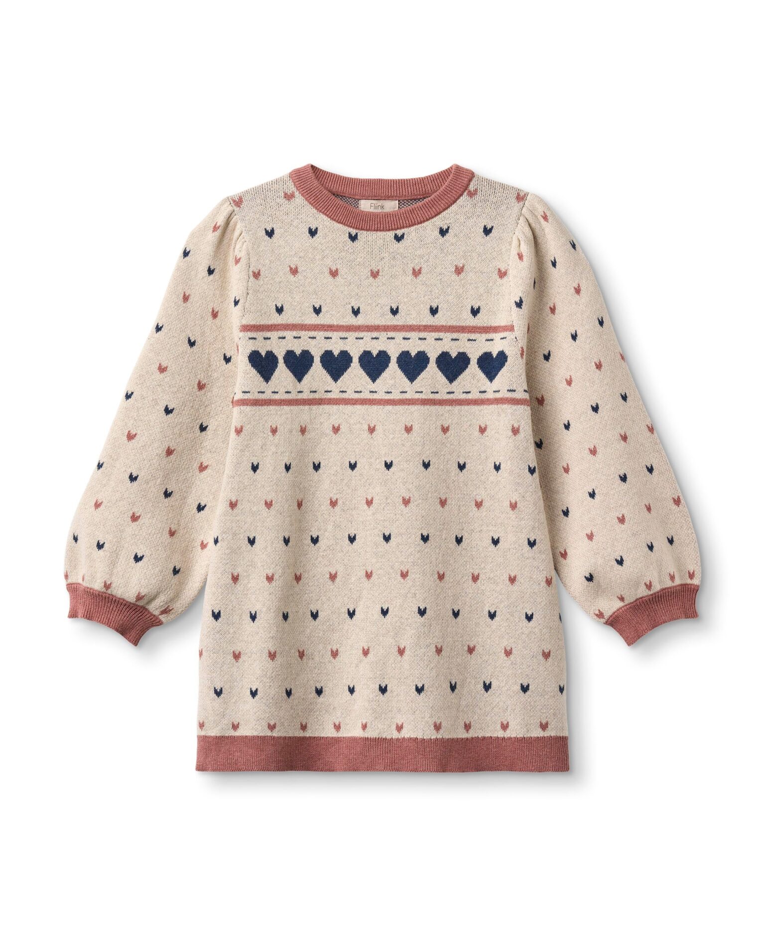 Fliink Nova Multi Heart Dress - Sandshell - 86 cm