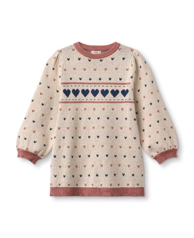 Fliink Nova Multi Heart Dress - Sandshell - 86 cm