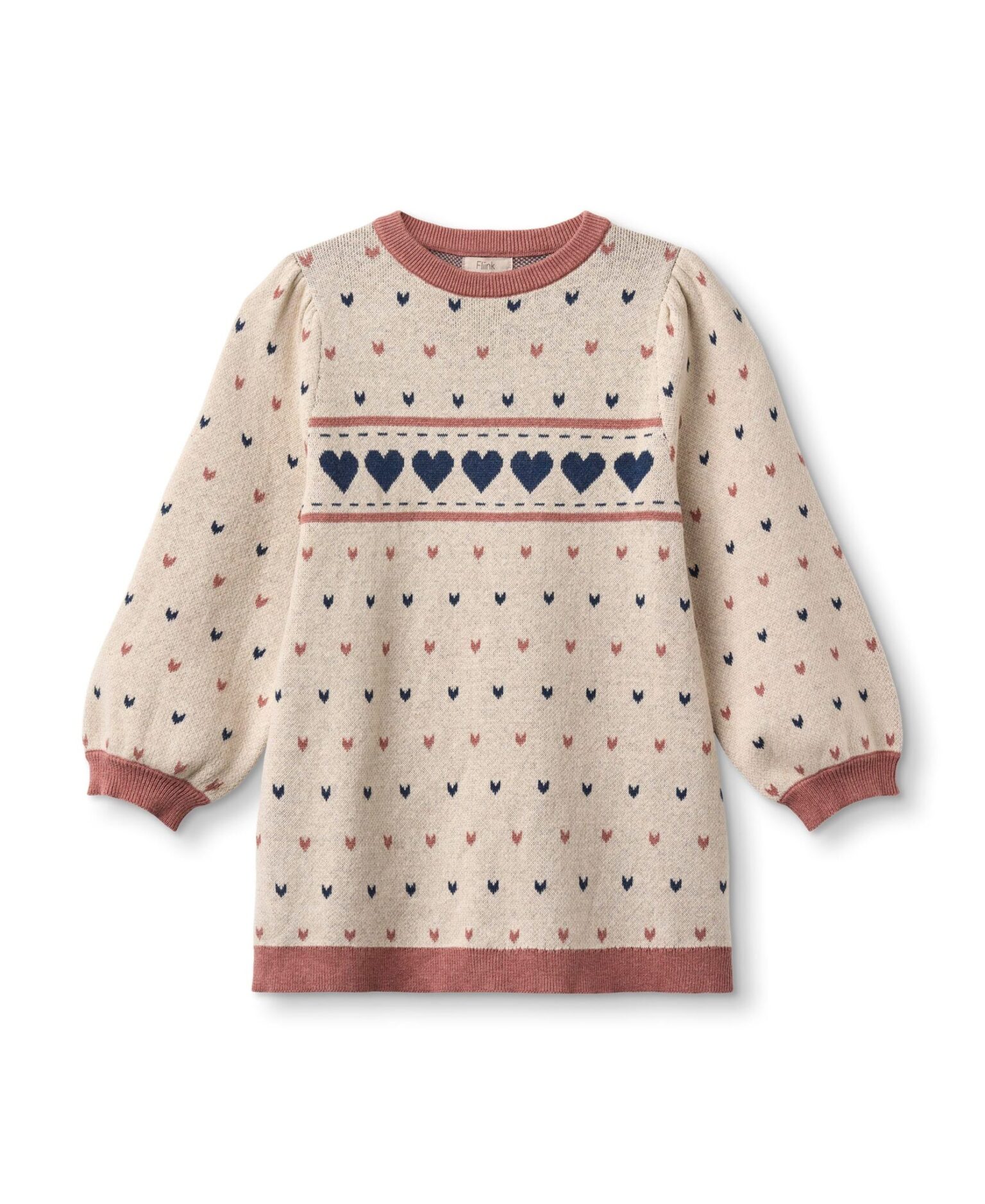 Fliink Nova Multi Heart Dress - Sandshell - 86 cm