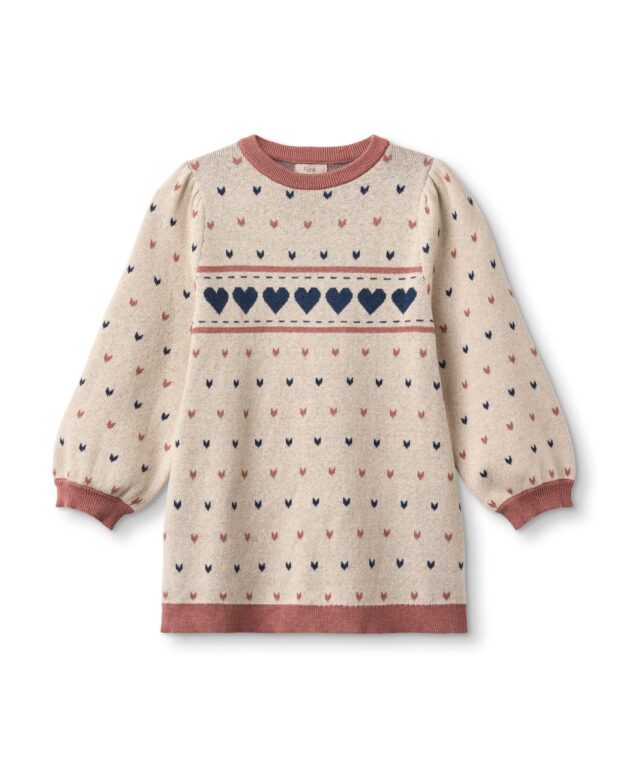 Fliink Nova Multi Heart Dress - Sandshell - 86 cm