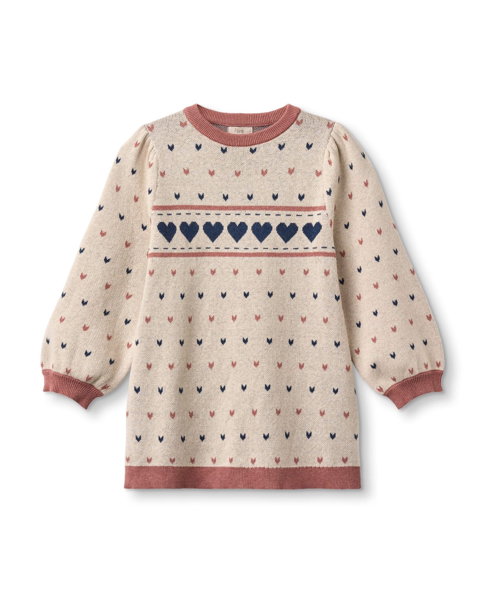Fliink Nova Multi Heart Dress - Sandshell - 86 cm