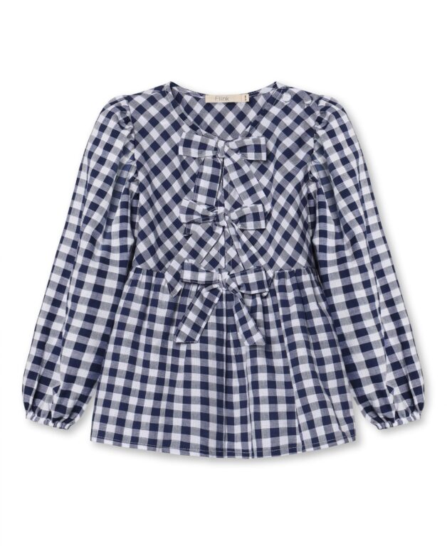 Fliink Zorro LS Blouse - Insignia Sandshell Check - 86 cm