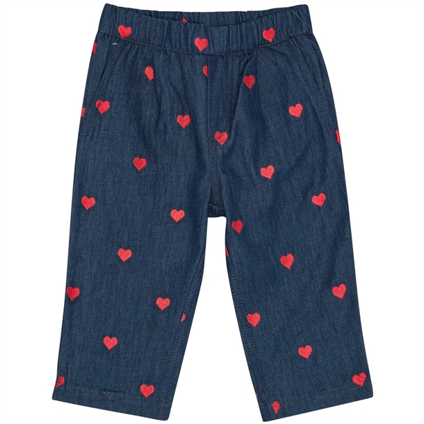 Flöss Bukser - Amee Pants - Mid Blue Heart - Hjerter Flöss Bukser - Amee Pants - Mid Blue Heart - Hjerter