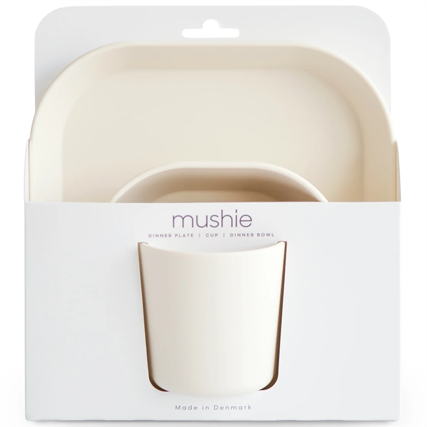 Mushie Spisesæt - Firkantet - Ivory