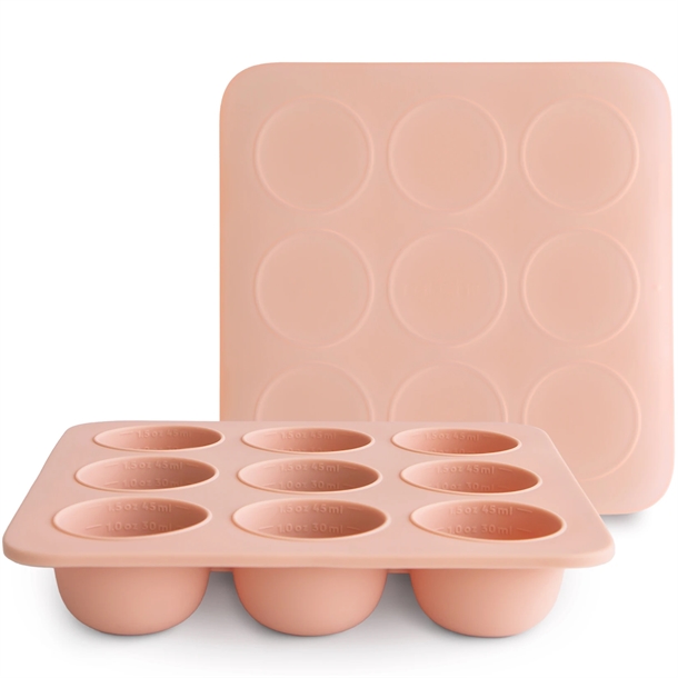 Mushie frysebakke til babymad 9 x 45 ml - Blush
