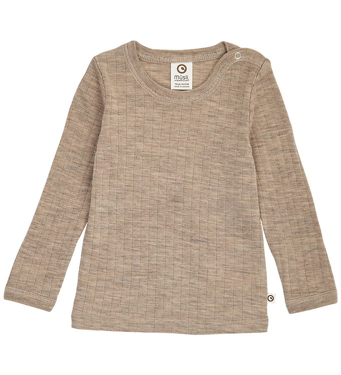 Müsli Bluse - Rib - Uld - Balsam Melange