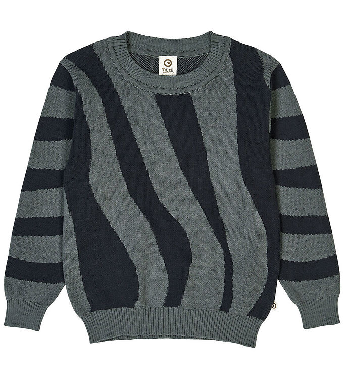 Müsli Bluse - Strik - Jacquard - Stormy Blue Müsli Bluse - Strik - Jacquard - Stormy Blue