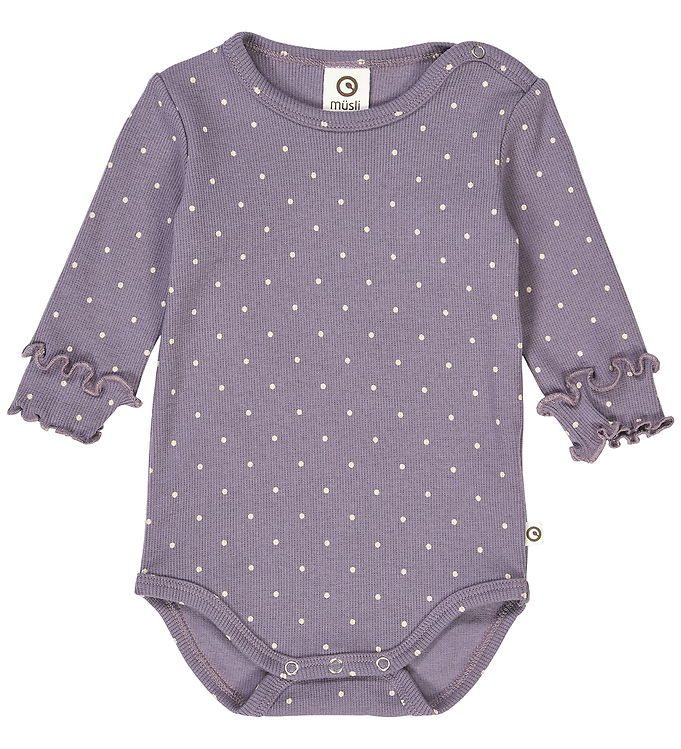 Müsli Body l/æ - Rib - Dot - Lilac Fog/Oat Müsli Body l/æ - Rib - Dot - Lilac Fog/Oat