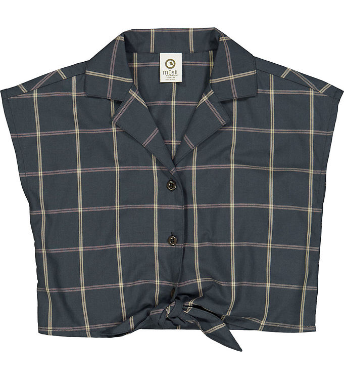 Müsli Skjorte - Check Crop - Night Blue/Cashmere