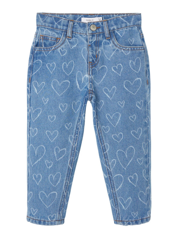 Name It Bella Shaped Jeans - Dark Blue Denim Hearts - 92 cm