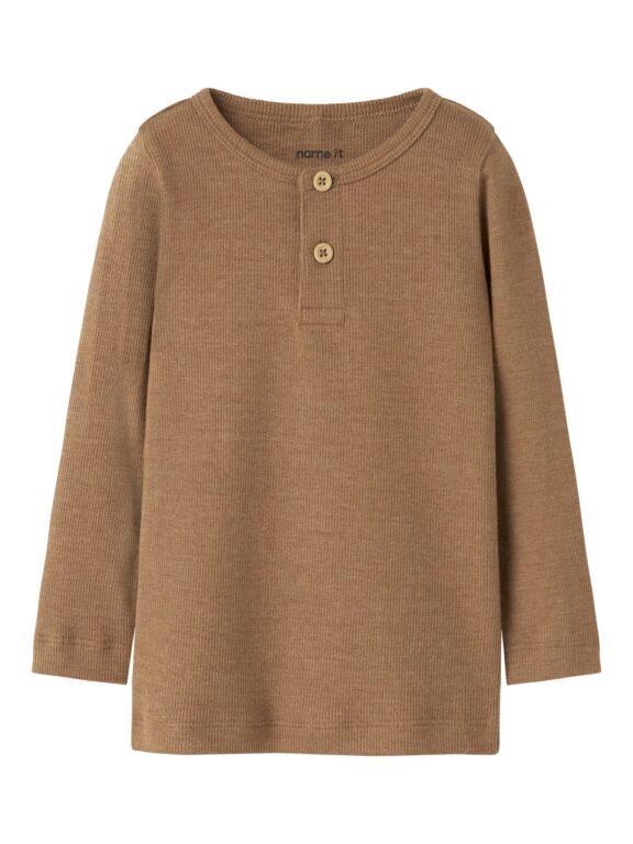 Name It Kab Ls Shirt Noos - Toasted Coconut Melange - 86 cm