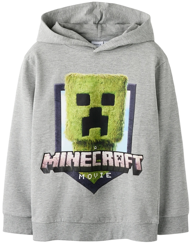 Name It Minecraft Hættetrøje - NKMOL Creeper - Grey Melange Name It Minecraft Hættetrøje - NKMOL Creeper - Grey Melange