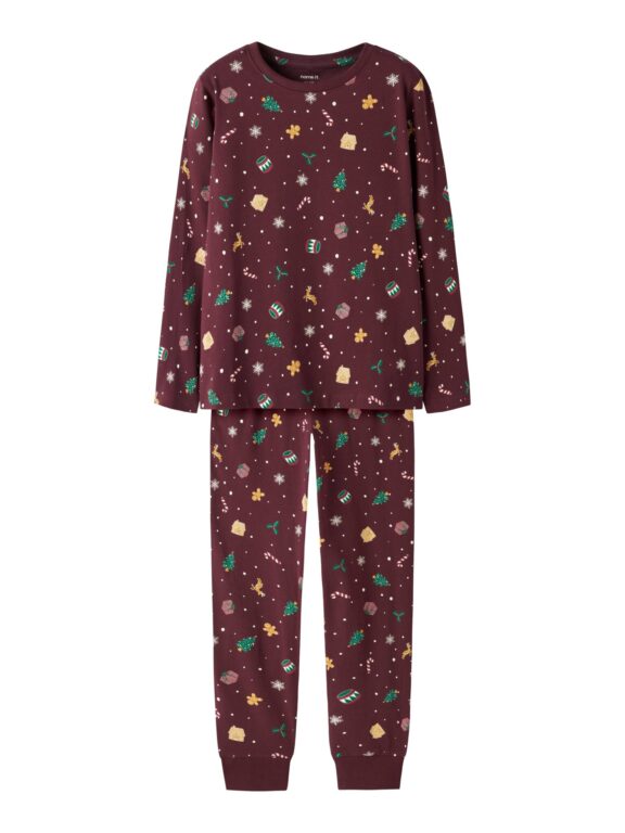 Name It Vismas Natsæt - Burgundy/Xmas - 116 cm