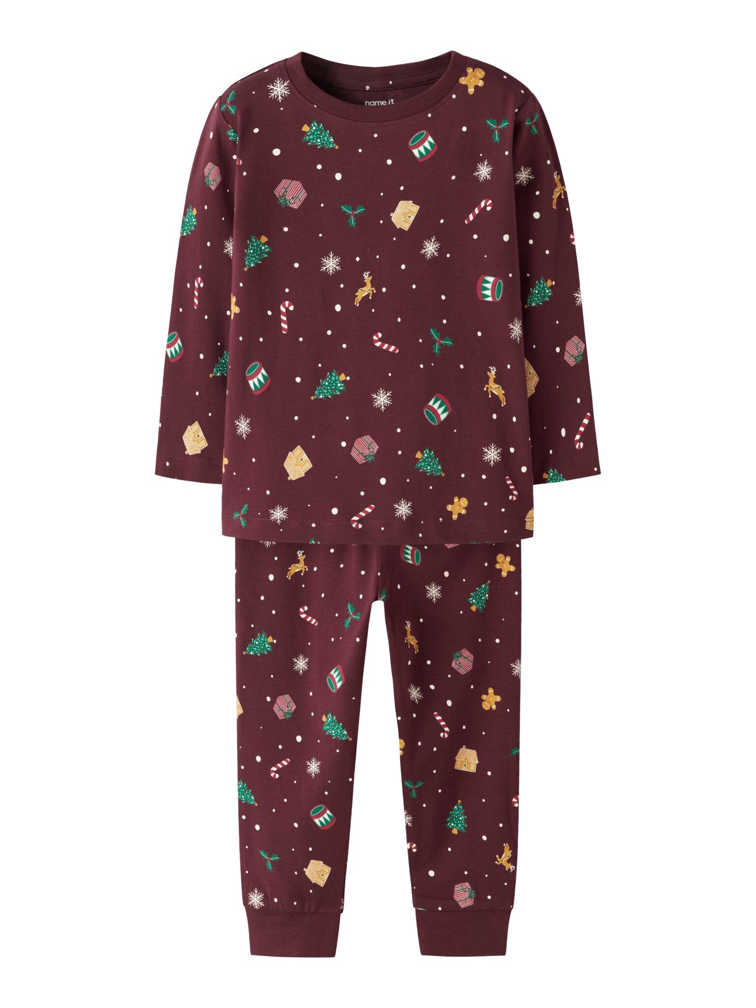 Name It Vismas Natsæt - Burgundy/Xmas - 92 cm