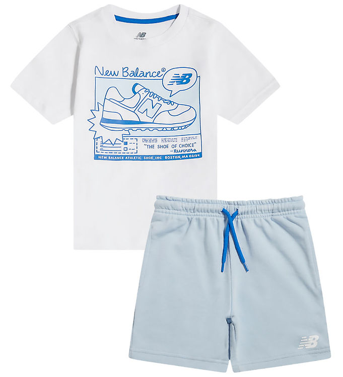 New Balance Shortssæt - Graphic - Bright White/yseblå