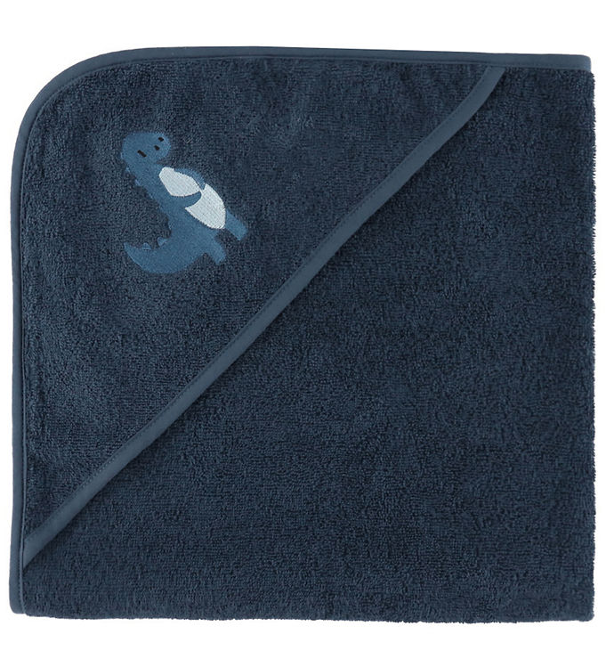Nørgaard Madsens Babyhåndklæde - 100x100 cm - Navy m. Dino