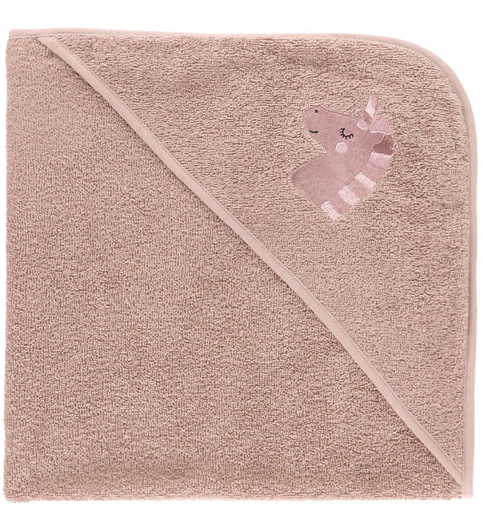 Nørgaard Madsens Babyhåndklæde - 75x75 cm - Mauve m. Enhjørning