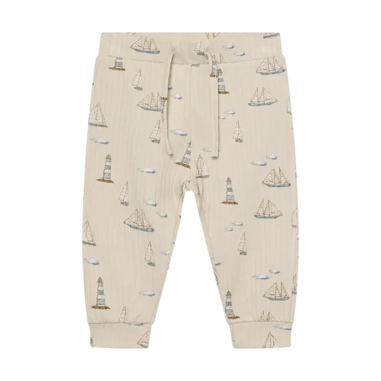 Rib Bukser m. Print - Fog - 62