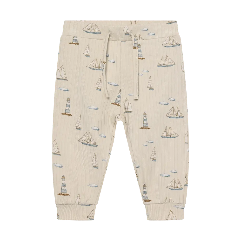Rib Bukser m. Print - Fog - 62 Rib Bukser m. Print - Fog - 62