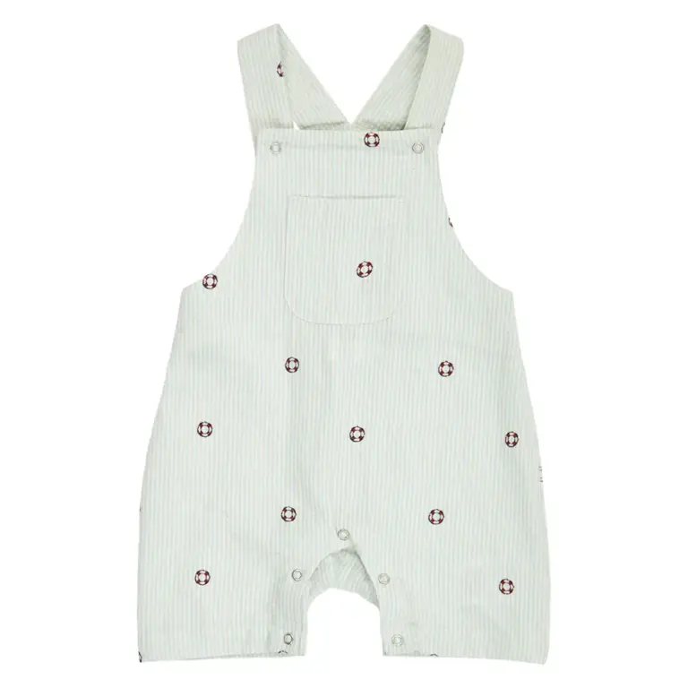 Seersucker Stribede Overalls - Tofu/ Ocean/ Mineral red - 86
